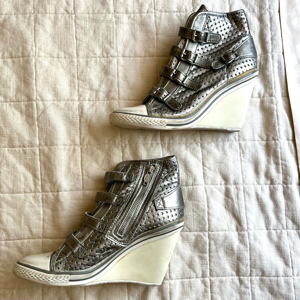Ash Metallic Silver Wedge Sneakers